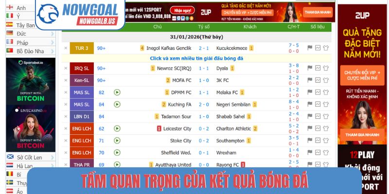 Kết Quả Bóng Đá Nowgoal - Cập Nhật Tỷ Số Chính Xác Tầm quan trọng của kết quả bóng đá